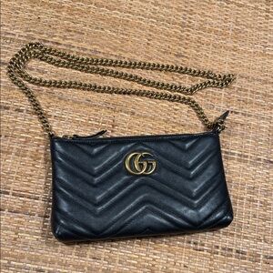 Gucci Calfskin Matelesse GG Marmont Chain Crossbody